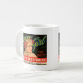 魅力の女の子カリフォルニア野菜のヴィンテージの広告 コーヒーマグカップ (正面左)