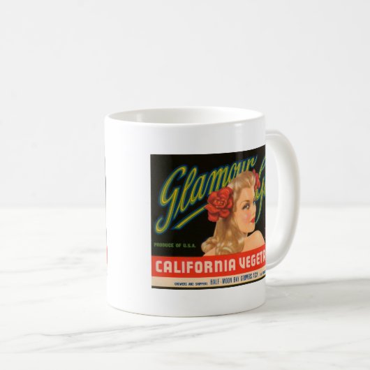 魅力の女の子カリフォルニア野菜のヴィンテージの広告 コーヒーマグカップ (正面右)