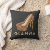 魅力の祖母のGlammaの金ゴールドのグリッターのハイヒール クッション (ブランケット)