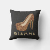 魅力の祖母のGlammaの金ゴールドのグリッターのハイヒール クッション (裏面)