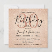 魅力の第30誕生日のばら色の金ゴールドのグリッターのペンキ 招待状 (正面)