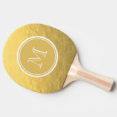 魅力の金ゴールドホイルの背景のモノグラム 卓球ラケット (横)