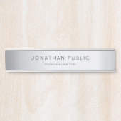 魅力の銀製のテンプレートの粋でエレガントでモダンな長い サインプレート (正面)