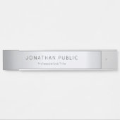 魅力の銀製のテンプレートの粋でエレガントでモダンな長い サインプレート (正面)