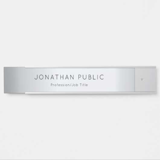 魅力の銀製のテンプレートの粋でエレガントでモダンな長い サインプレート (正面)