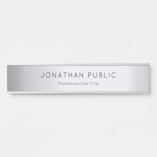 魅力の銀製のテンプレートの粋でエレガントでモダンな長い サインプレート (正面)