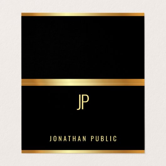 魅力の黒および折られる金ゴールドの専門のエレガント 名刺 (外部フラット)