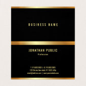 魅力の黒および折られる金ゴールドの専門のエレガント 名刺 (内部フラット)