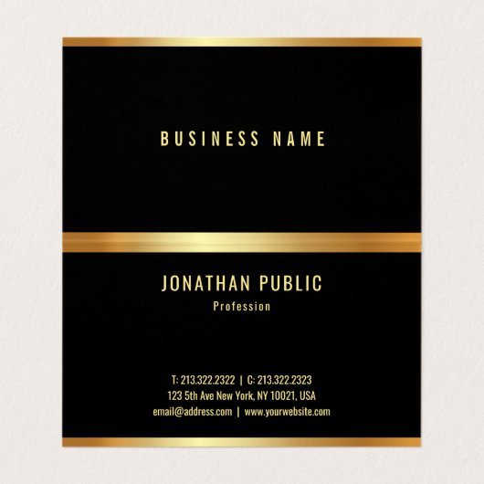 魅力の黒および折られる金ゴールドの専門のエレガント 名刺 (内部フラット)