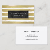 魅力は|の上品の金ゴールドホイルの一見を縞で飾ります 名刺 (正面/裏面)