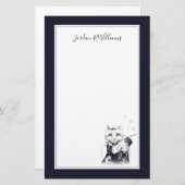 魅力猫は|あなたの名前を加えます 便箋 (正面/裏面)