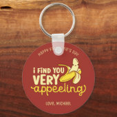 魅力的おもしろいなバナナプリンかわいいバレンタインデー キーホルダー (正面)