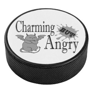 魅力的しかし怒て小さな悪魔の猫のおもしろい引用文 アイスホッケーパック