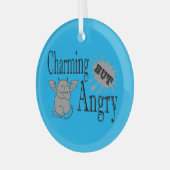 魅力的しかし怒て小さな悪魔の猫のおもしろい引用文 ガラスオーナメント (正面左)