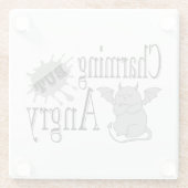 魅力的しかし怒て小さな悪魔の猫のおもしろい引用文 ガラスコースター (裏面)