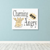 魅力的しかし怒て小さな悪魔の猫のおもしろい引用文 キャンバスプリント (インサイチュ (ウッドフロア))