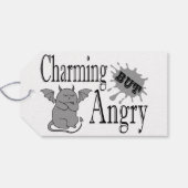 魅力的しかし怒て小さな悪魔の猫のおもしろい引用文 ギフトタグ (裏面横)