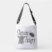 魅力的しかし怒て小さな悪魔の猫のおもしろい引用文 クロスボディバッグ (正面)