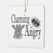 魅力的しかし怒て小さな悪魔の猫のおもしろい引用文 セラミックオーナメント (左)