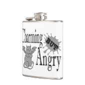 魅力的しかし怒て小さな悪魔の猫のおもしろい引用文 フラスク (左)