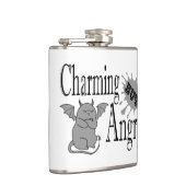 魅力的しかし怒て小さな悪魔の猫のおもしろい引用文 フラスク (右)