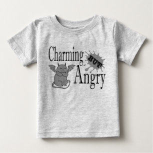 魅力的しかし怒て小さな悪魔の猫のおもしろい引用文 ベビーTシャツ