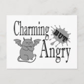 魅力的しかし怒て小さな悪魔の猫のおもしろい引用文 ポストカード (正面)