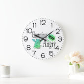 魅力的しかし怒て小さな悪魔の猫のおもしろい引用文 ラージ壁時計 (ホーム)