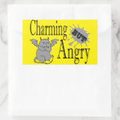 魅力的しかし怒て小さな悪魔の猫のおもしろい引用文 長方形シール (バッグ)