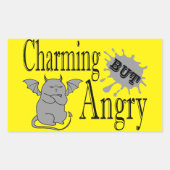 魅力的しかし怒て小さな悪魔の猫のおもしろい引用文 長方形シール (正面)