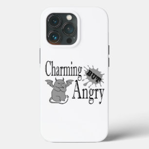 魅力的しかし怒て小さな悪魔の猫のおもしろい引用文 iPhone 13 PROケース