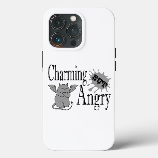 魅力的しかし怒て小さな悪魔の猫のおもしろい引用文 Case-Mate iPhoneケース (裏面)