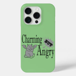 魅力的しかし怒て小さな悪魔の猫のおもしろい引用文 iPhone 15 PROケース