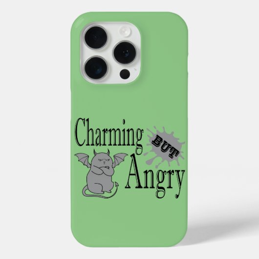 魅力的しかし怒て小さな悪魔の猫のおもしろい引用文 Case-Mate iPhoneケース (裏面)
