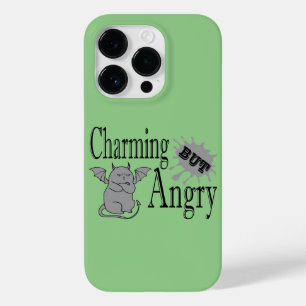 魅力的しかし怒て小さな悪魔の猫のおもしろい引用文 Case-Mate iPhone 14 PROケース