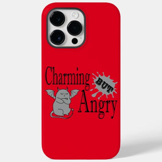 魅力的しかし怒て小さな悪魔の猫のおもしろい引用文 Case-Mate iPhoneケース (裏面)
