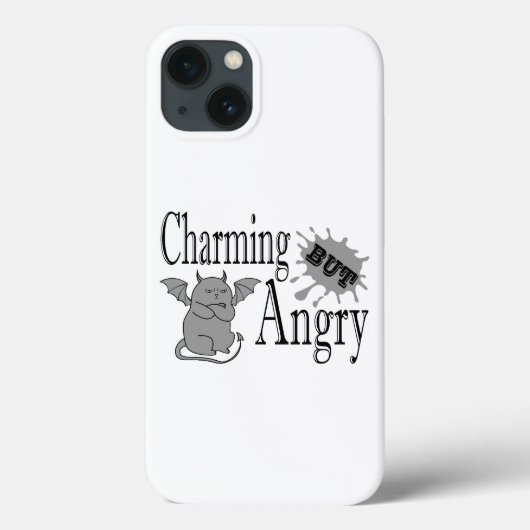 魅力的しかし怒て小さな悪魔の猫のおもしろい引用文 Case-Mate iPhoneケース (裏面)