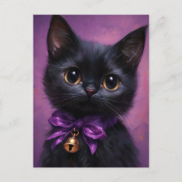魅力的でかわいいビクトリアン黒猫 ポストカード