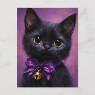 魅力的でかわいいビクトリアン黒猫 ポストカード