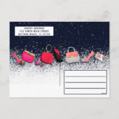 魅力的でガーリーな靴の財布の化粧のクリスマスツリー シーズンポストカード (裏面)