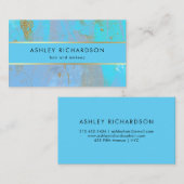 魅力的でスタイリッシュなティール（緑がかった色）、ターコイズおよびのどの金ゴールド 名刺 (正面/裏面)