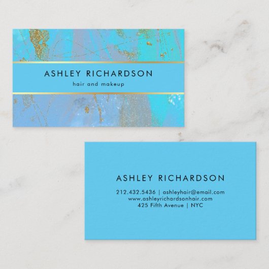 魅力的でスタイリッシュなティール（緑がかった色）、ターコイズおよびのどの金ゴールド 名刺 (正面/裏面)