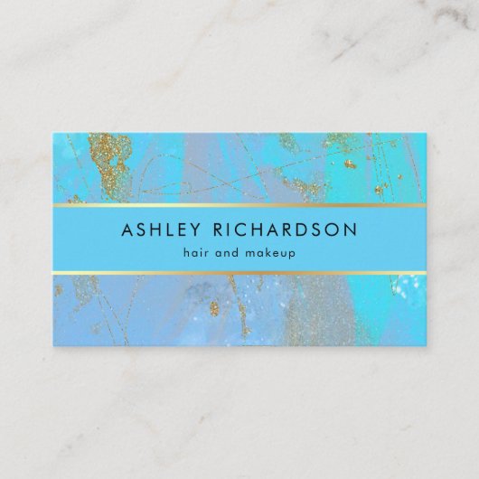 魅力的でスタイリッシュなティール（緑がかった色）、ターコイズおよびのどの金ゴールド 名刺 (正面)