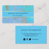 魅力的でスタイリッシュなティール（緑がかった色）、ターコイズおよびのどの金ゴールド 名刺 (正面/裏面)