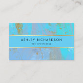 魅力的でスタイリッシュなティール（緑がかった色）、ターコイズおよびのどの金ゴールド 名刺 (正面)