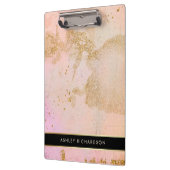 魅力的でスタイリッシュな赤面のピンク、黒およびフェイクな金ゴールド クリップボード (左)