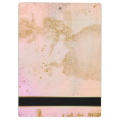 魅力的でスタイリッシュな赤面のピンク、黒およびフェイクな金ゴールド クリップボード (裏面)