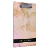 魅力的でスタイリッシュな赤面のピンク、黒およびフェイクな金ゴールド クリップボード (右)