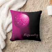 魅力的でパーソナライズなショッキングピンクのディスコの球 クッション (ブランケット)