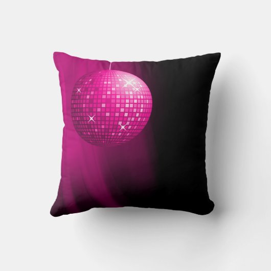 魅力的でパーソナライズなショッキングピンクのディスコの球 クッション (裏面)